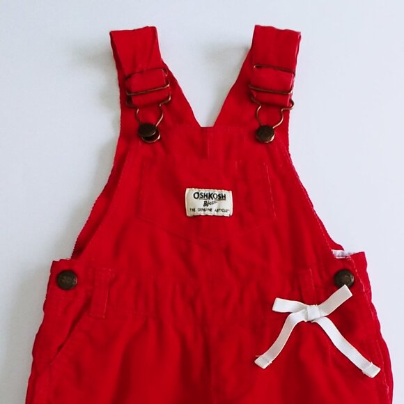Oshkosh Red Lightweight Corduroy Overalls size 6 Months - Picture 4 of 9